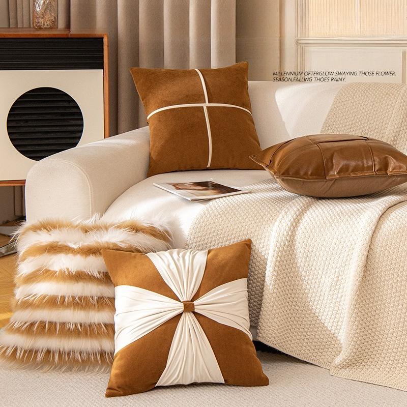 45X45CM Luxury Brown Throw Pillow Cover Simple Antique Waist Cushion Cover Decor Home Decorative Pillowcase