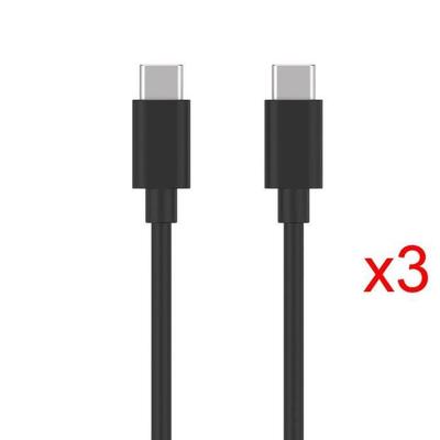 Fast USB-C Cable for Samsung A14 5G A23 4G-5G A34 A54 - Set of 3 - Black - 1 Meter