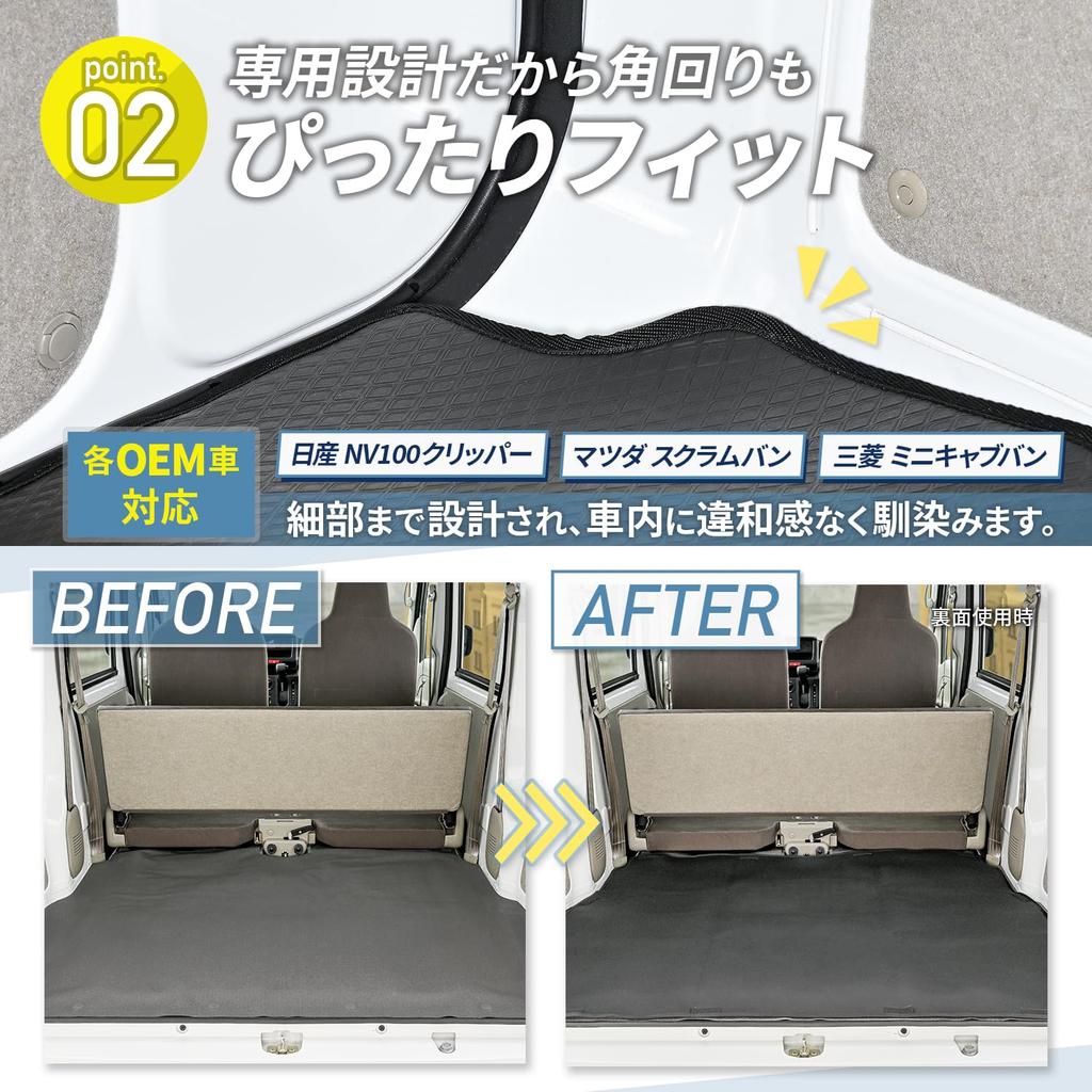 SEIWA Reversible Luggage Mat Half for Suzuki Trunk and Rear Rubber Prevents Cargo from Nissan NV Mazda Scrum Mitsubishi Minicab Van IMP214, Size,