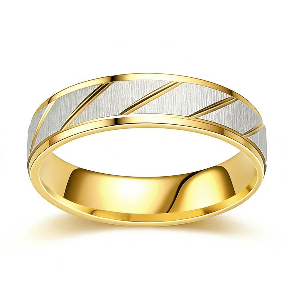 Stainless Steel Gold Color Wave Pattern Couple Ring Titanium Steel Wedding Engagement Ring Jewelry Gift 10