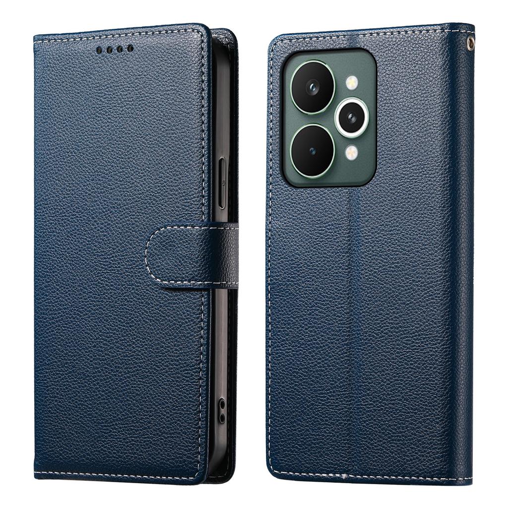 For Realme 15 Pro 5G/15 5G Case Magnetic Snap Litchi Texture Leather Wallet Phone Cover with Wrist Strap