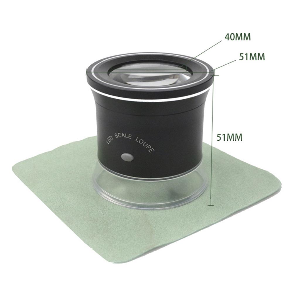 30X LED Scale Loupe Illuminated Magnifier with 6 White 3 UV Lights Rechargeable Magnifying Glass Interchangeable Reticle Scale for PCB Jewelry   St
