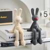 Neue nordische sitzende Kaninchen-Beflockungsfigur mit langem Ohr, TV-Weinschrank, moderne Kunst, Dekoration für Zuhause, Desktop, Veranda, Skulptur, Handwerk