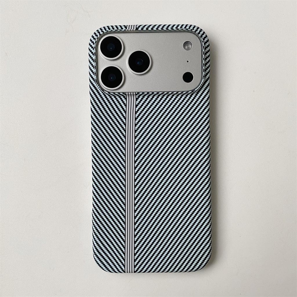 Business Kevlar Stripe Phone Case for iPhone 17 16 15 14 13 12 11 Air Pro Max X XS XR XSMax 7 8 Plus Glossy Film Hard PC Cover