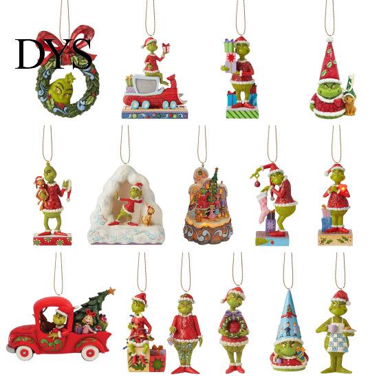 Christmas Tree Ornaments Green Elf Red Car Ornament, Acrylic Hanging Decor Holiday Party Supplies for Mirror, Funny Pendant, Home Decoration Favors