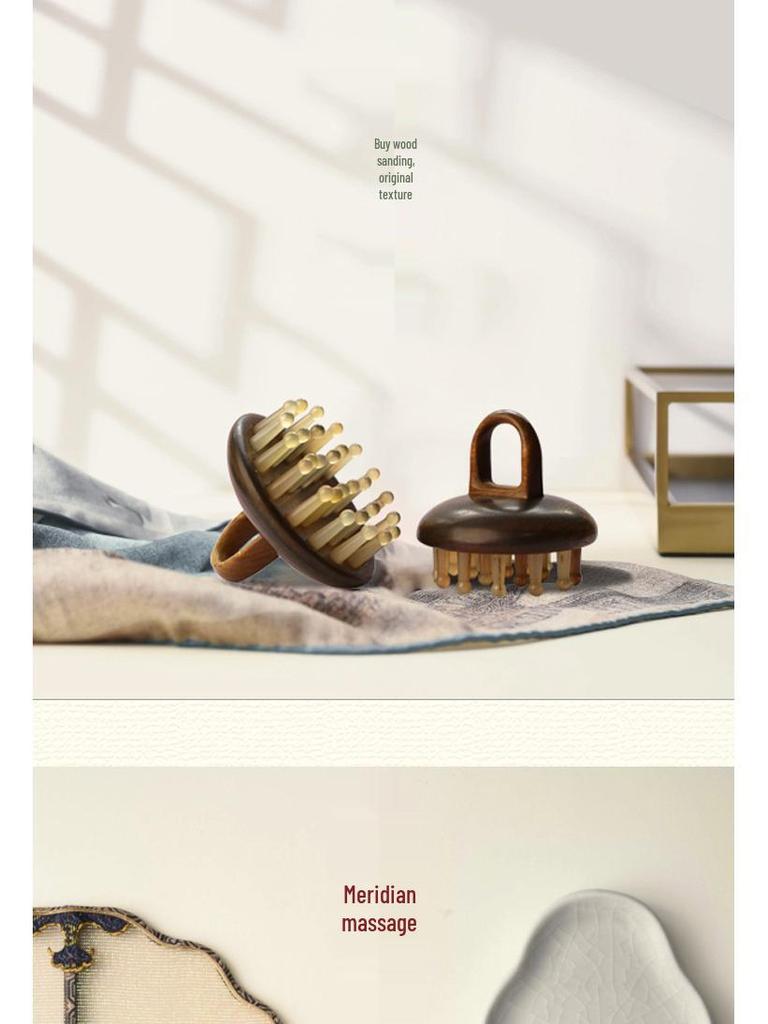 Horn 28-Pin Massage Comb for Meridian Therapy & Shampoo