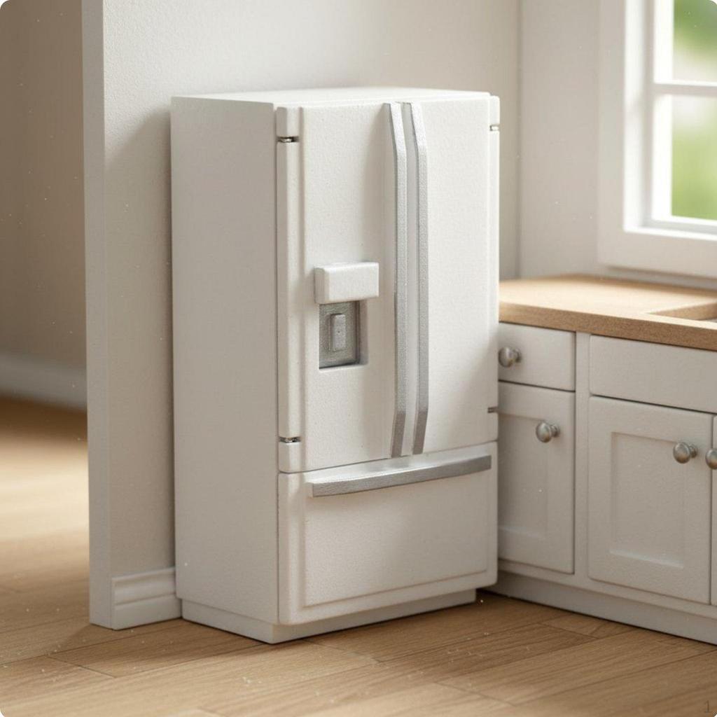 Dollhouse Kitchen Fridge Opening Doors 1:12 Scale Refrigerator Realistic Design Miniature