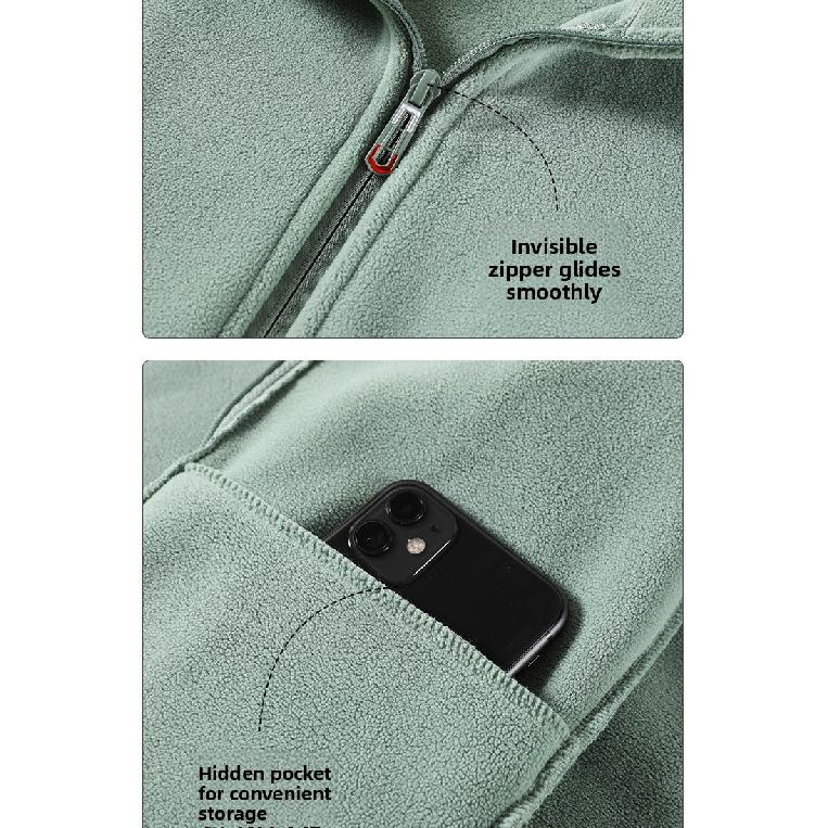 Double-Sided Fleece Jacket for Men and Women, Fleece-Lined Thickened Winter Sweatshirt for Women, Warm Softshell Jacket with Inner Liner