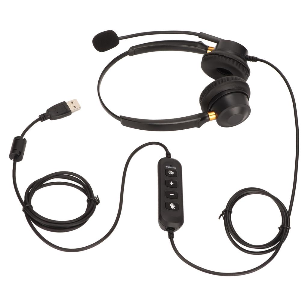 Telefon-Headset ENC Aktive Geräuschunterdrückung Dual-Ohr Lautstärke einstellbar Stummschaltungskontrolle USB Business