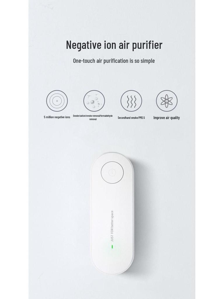 Compact Air Purifier with Negative Ion Technology: Removes Formaldehyde, Odors, Smoke, Dust, and Pet Dander for Home and Bedroom.