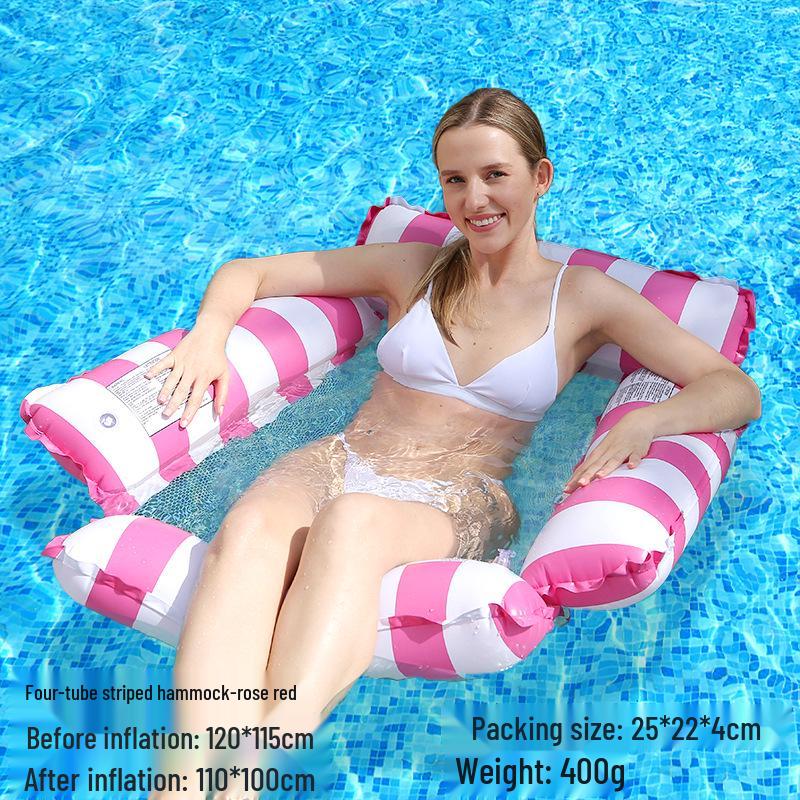 Tumbona Flotante Inflable Plegable Transfronteriza con Respaldo y Malla