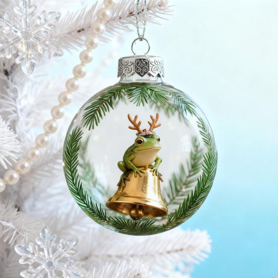 2026 Christmas Ball Ornament Set Handcrafted 3D Frog Ornament Different Frogs Theme Holiday Decorations