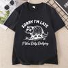 Funny Opossum T Shirt Sorry Im Late I Was Dilly Dallying Tee Retro Possum TShirt Animal Graphic Tee Cotton Short Sleeve