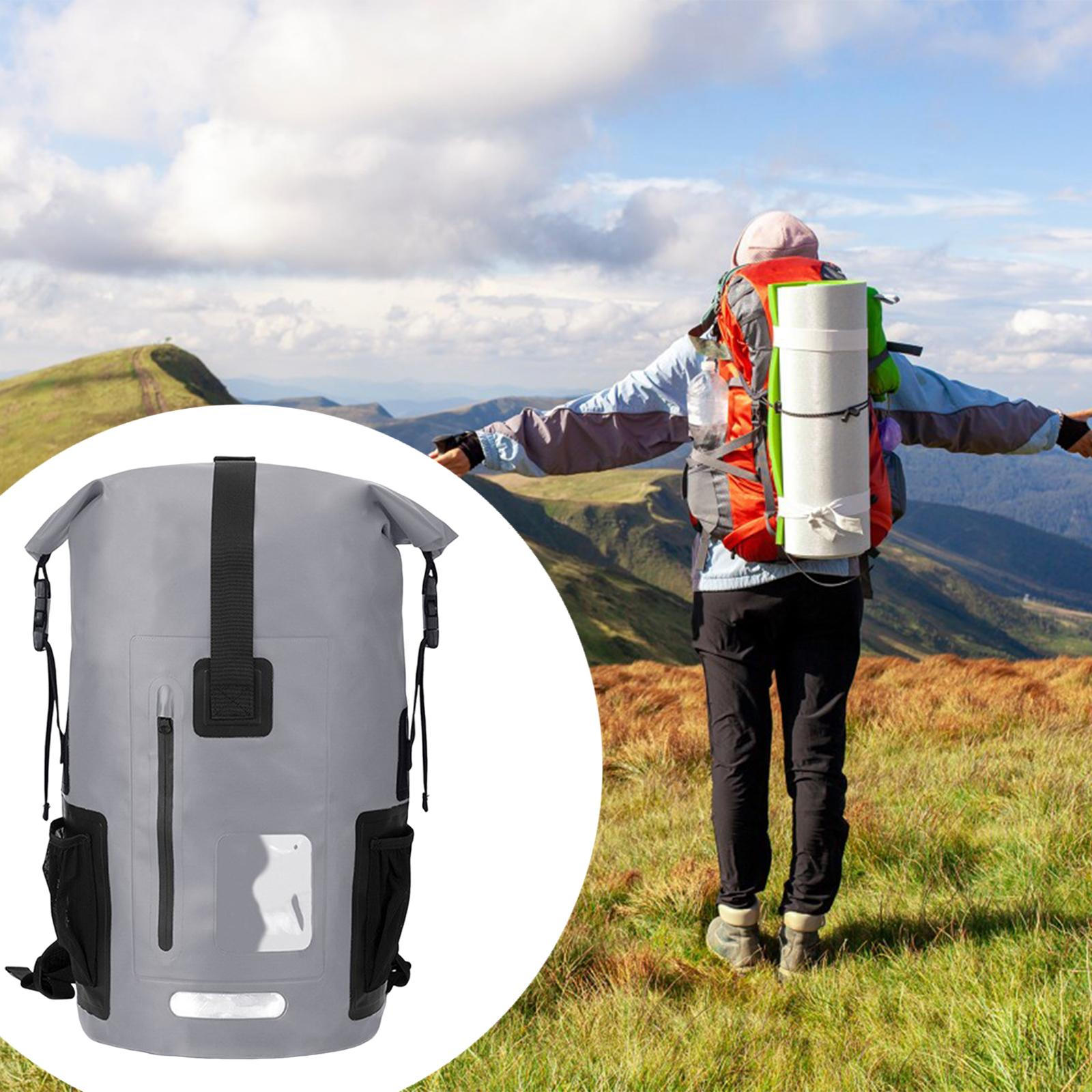 

Водонепроницаемый рюкзак 35 литров Сухой мешок 28x52 см с нагрудным ремнем ПВХ Эргономичный дизайн для велосипеда серый