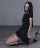 Geulouhaideu Z'Al Eyelet Strap Slit Short Sleeve T-Shirt_Black