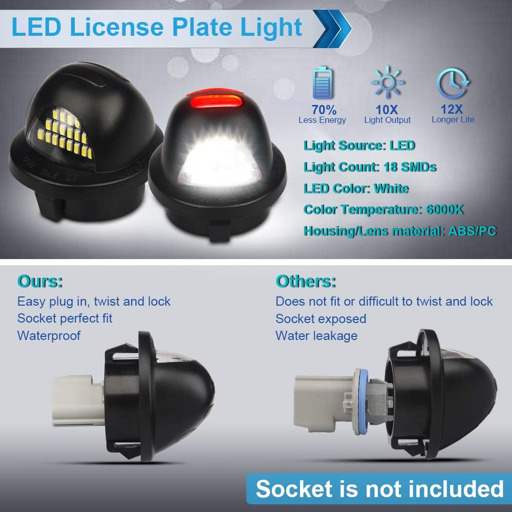 LED License Plate Light Lamp Assembly with Red OLED Neon Tube Compatible with Ford F150 1990-2014, F250 F350 1999-2016, Ranger 1983-2011, Excursion