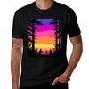 Pixel Sunset In The Forest Tshirt Holiday Outdoor Tshirt