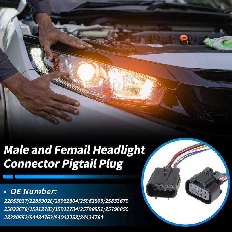 X Autohaux No.22853028 Male and Female Headlights Connector Harness Plug Wire for Chevrolet