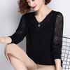 Casual Knitted Sweater for Women Thin and Cut-out Pullover Stylish and Loose Casual V-neck Sweater