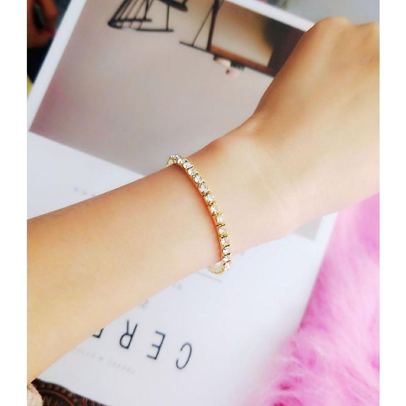 Diamond Versatile Temperament Bracelet for Women's Cold Style Fashion Bracelet Korean Version Simple and Versatile Elastic Bracelet