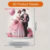 2D Flat Bohemian Style Heart-Shaped Acrylic Wedding Couple Desktop Decor, Suitable for Wall Decoration, Porch, Room, Villa, Accents Home, Hallway, or