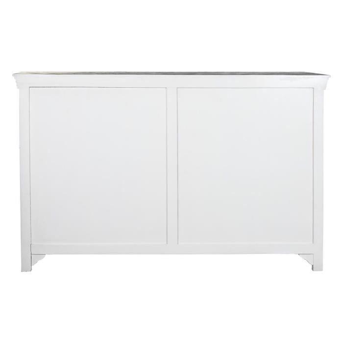 Buffet en bois de manguier avec finition en verre gris blanc - 165 x 45,7 x 105,4 cm