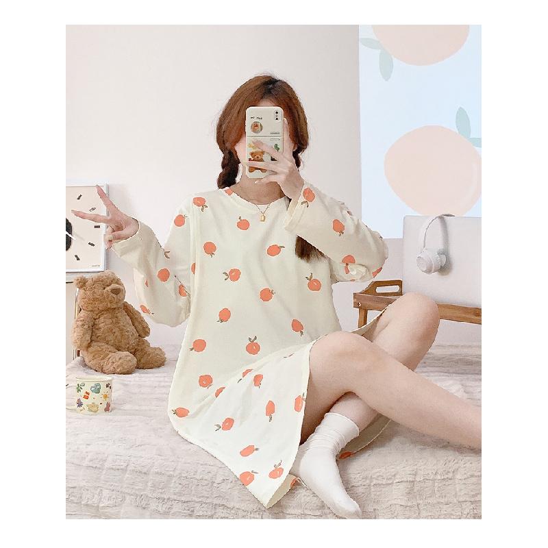 Cotton nursing sleepwear, spring and autumn long sleeved dress, postpartum nursing, prenatal examination and care