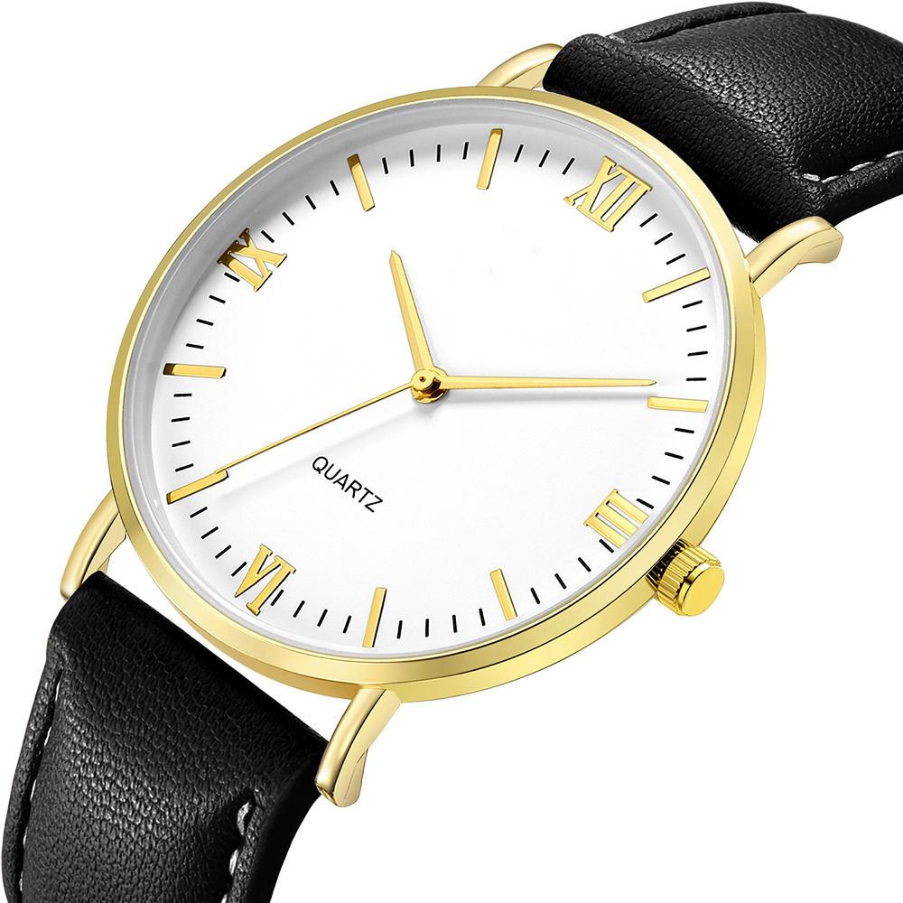 Men'S Roman Scale Ultra-Thin Quartz Belt Watch, Versatile Simple Casual Men'S Watch Student Watch