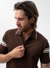 Men's Brown Jigga Wear Stripe Polo Shirt L