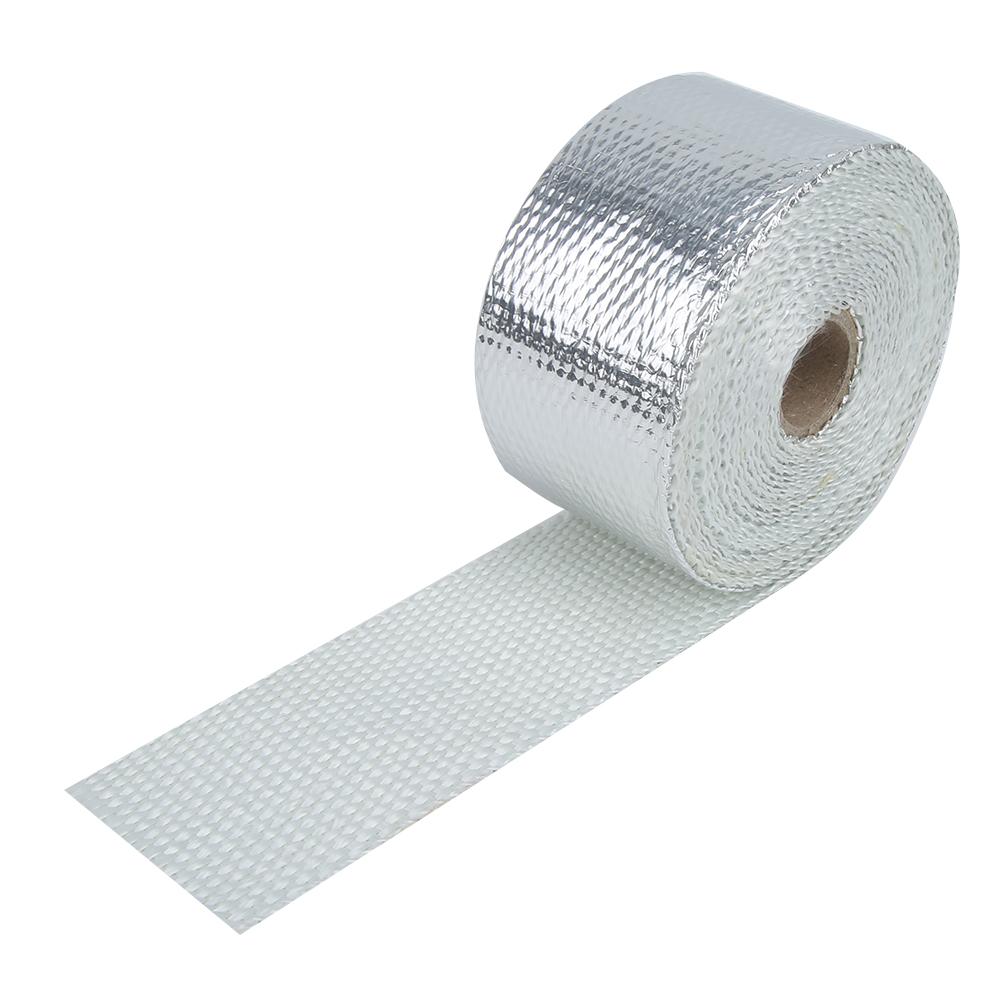 5m Silver Car Heat Insulation Exhaust Header Pipe Wrap Cloth with Strap Auto Accessories