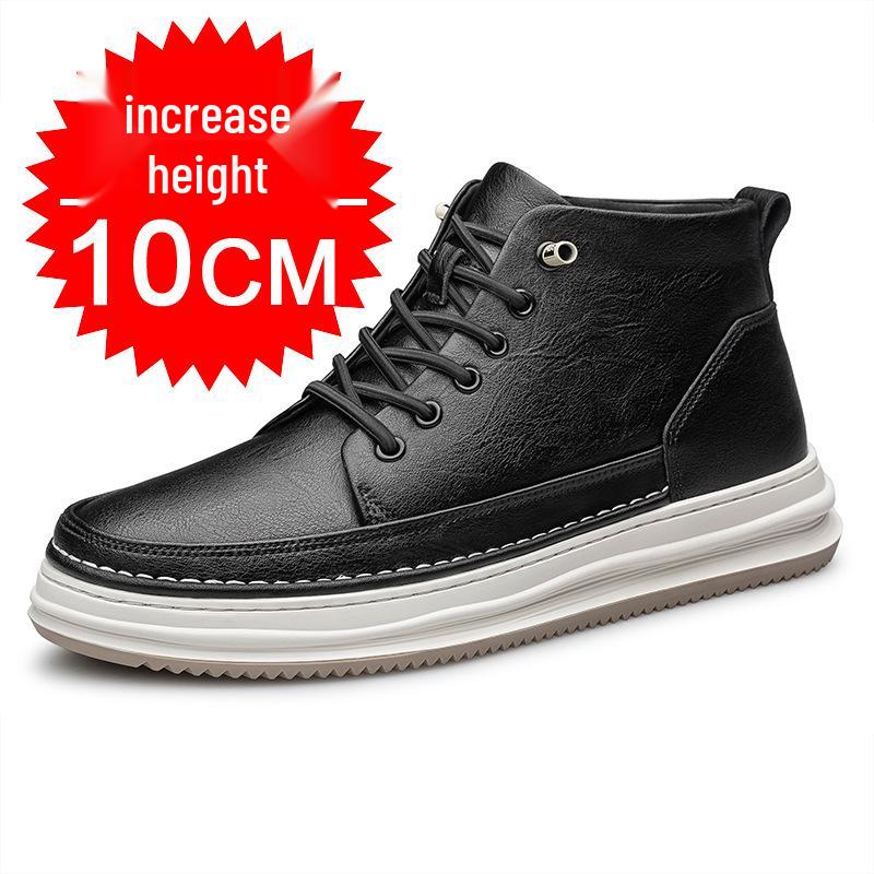 

Men s 10cm Invisible Height-Boosting Breathable Cowhide Sports & Casual White Sneakers 43