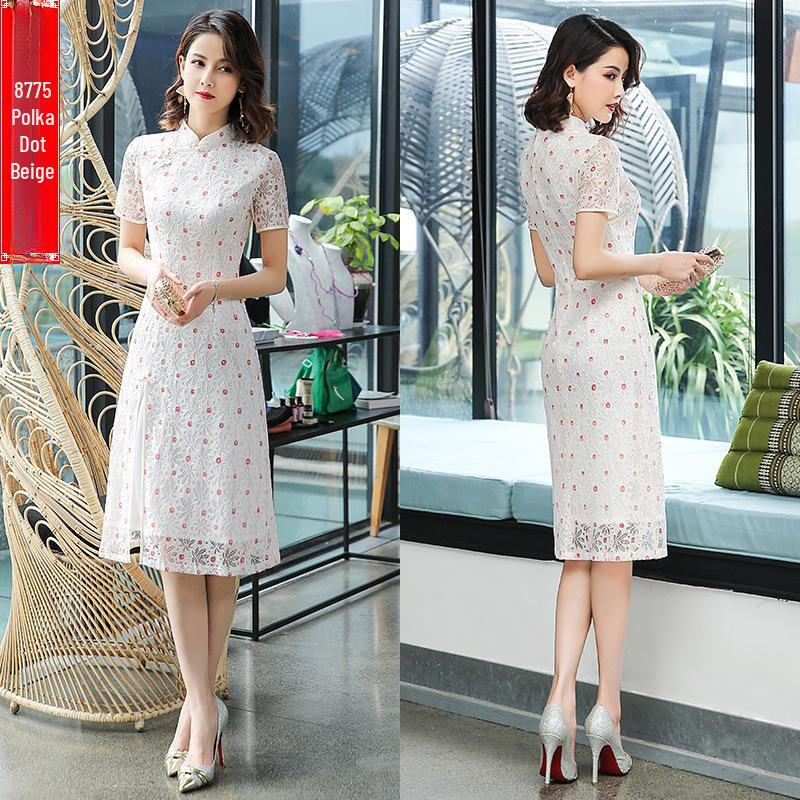 2025 Modern Lace Cheongsam: Slim Fit Ao Dai in Old Shanghai Style