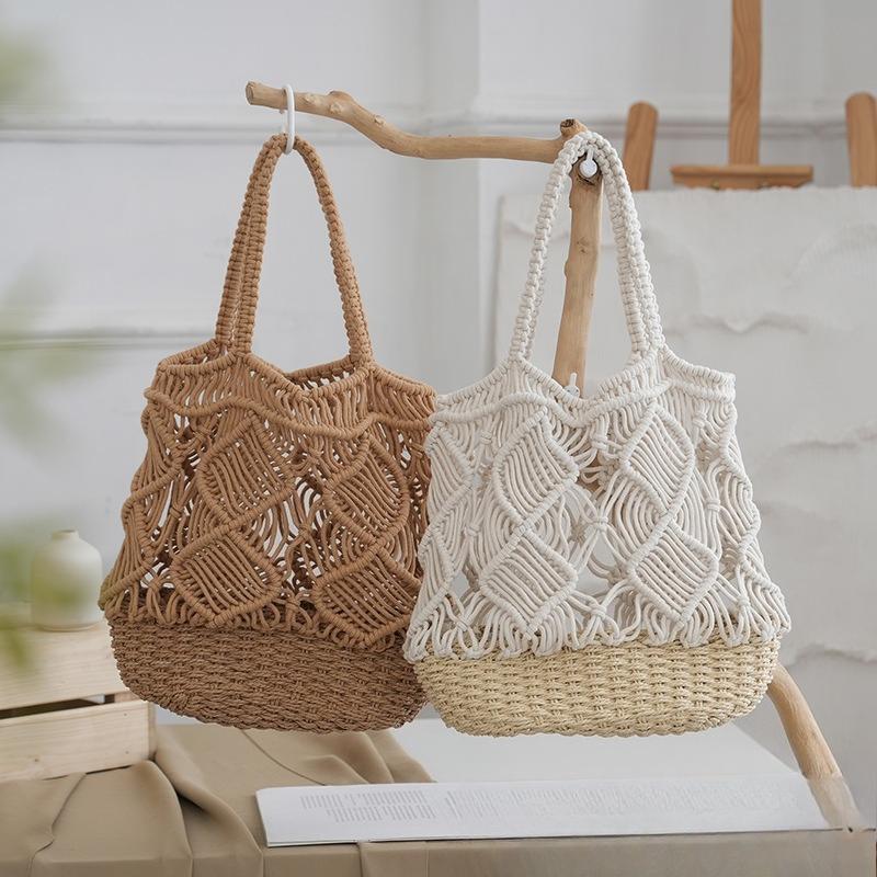 2025 Sommer Große Strohtaschen für Damen Tragetaschen Strandtaschen Gewebte Handtaschen Reise-Shopper Lässiger Resort-Stil Umhängetasche