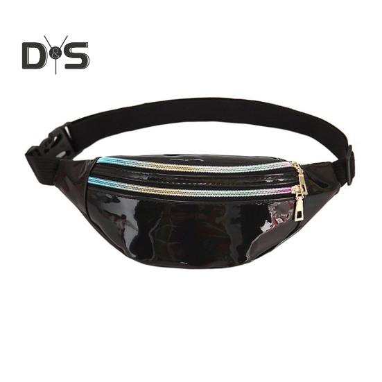 

Переливающаяся поясная сумка, блестящая поясная сумка, водонепроницаемая поясная сумка из искусственной кожи с 3 карманами для путешествий, вечеринок, пляжей, музыкальных фестивалей чёрный