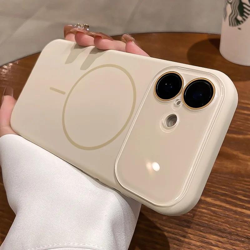 

Luxury Liquid Silicone Crystal Lens Protection Case for iPhone 17 16 15 14 13 12 Pro Max Original For Magsafe Shockproof Cover iPhone 16