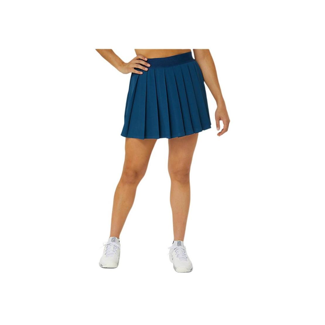 

Asics Классическая юбка-шорты, однотонная, эластичная резинка на талии, классическая, быстросохнущая, плиссированная, повседневная, женские юбки, синяя 2042A299-412 S