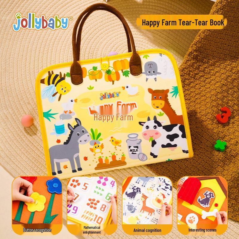 

Jollybaby Тканевая книга для младенцев, устойчивая к разрывам: Развивающая игрушка для детей в возрасте от 6 месяцев до 1 года