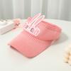Children'S Knitted Empty Top Hat Summer Sun Hat Cute Rabbit Ears Letter Wings Cool Hat Parent-Child Show Ponytail