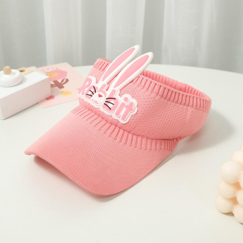 Children'S Knitted Empty Top Hat Summer Sun Hat Cute Rabbit Ears Letter Wings Cool Hat Parent-Child Show Ponytail