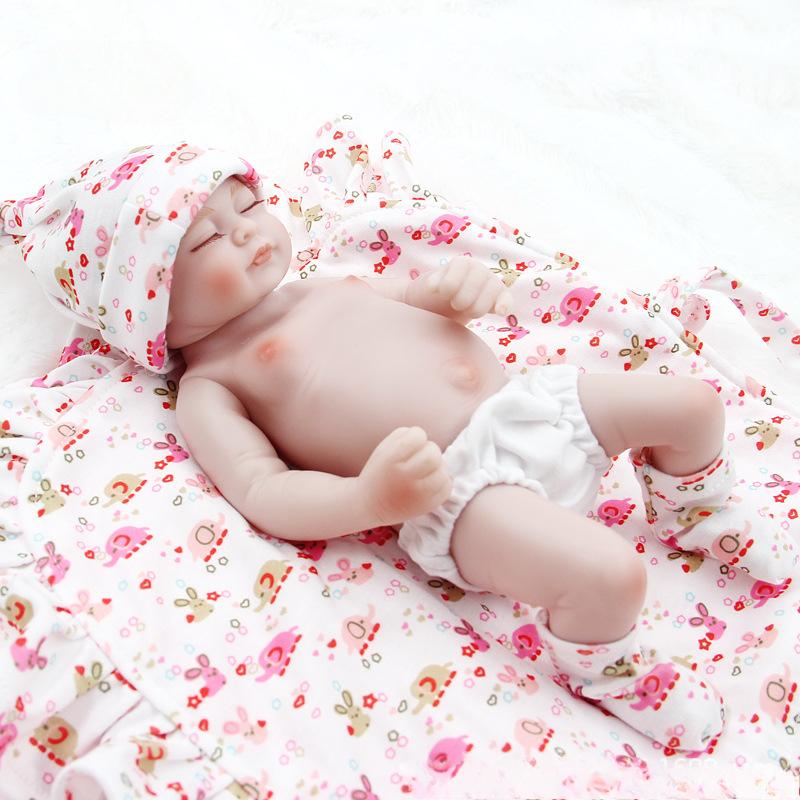 27CM Bath toys reborn dolls simulated baby toys Lovely Girl Collectible Art Christmas Doll Clothes, bottles, pacifiers set