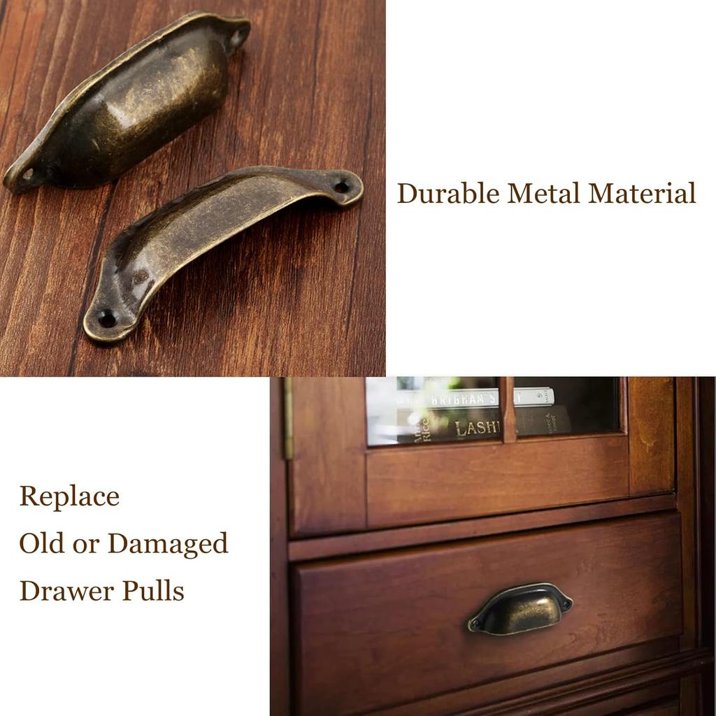 2Pcs Cabinet Drawer Handles Antique Cupboard Cabinet Furniture Bedroom Wardrobe Closet Dresser Shell Pull Handles with Screws