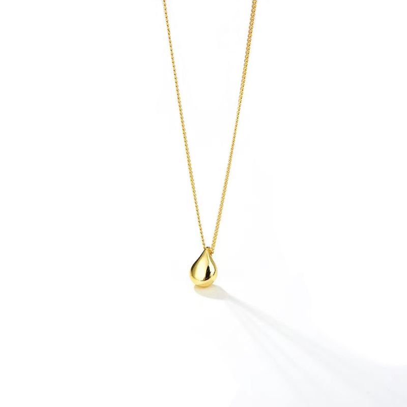 U Fashion S925 Sterling Silver 18K Gold Plated Water Drop Necklace Accessible Luxury Commute Style Minimalist Design Twin Clavicle Chain Gold Drop Necklace (925 Silver Gold Plated)