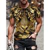 Summer Loose Breathable Oversized Sports Versatile Round Neck Short Sleeved T-shirt Men's Casual Fashion Animal 3D Printed T-shirt
