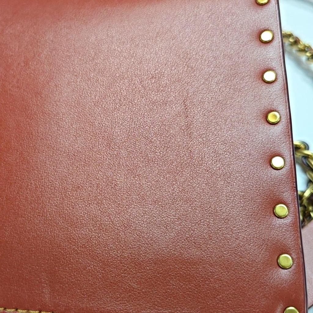 [Gebraucht] Parker 18 Nieten Kamelienblüten-Ketten-Klappen-Umhängetasche Beschichtetes Canvas und Kalbsleder Crossbody-Tasche Klein - Sehr Gut #JWTC6