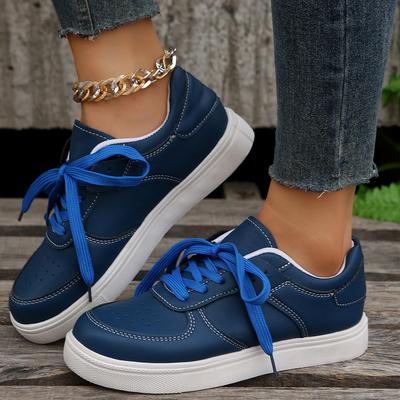 Large Size Solid Color Women's Shoes, New Casual Sports Single Shoes, Flat-bottomed Lace-up Single Shoes