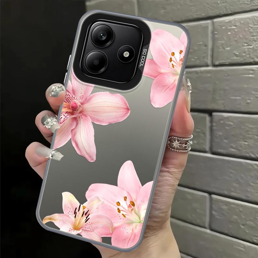 Pink Lily Flower Pattern Back Phone Cover Case for Xiaomi Poco F4 X3 NFC X5 X3 Pro C51 F3 GT C50