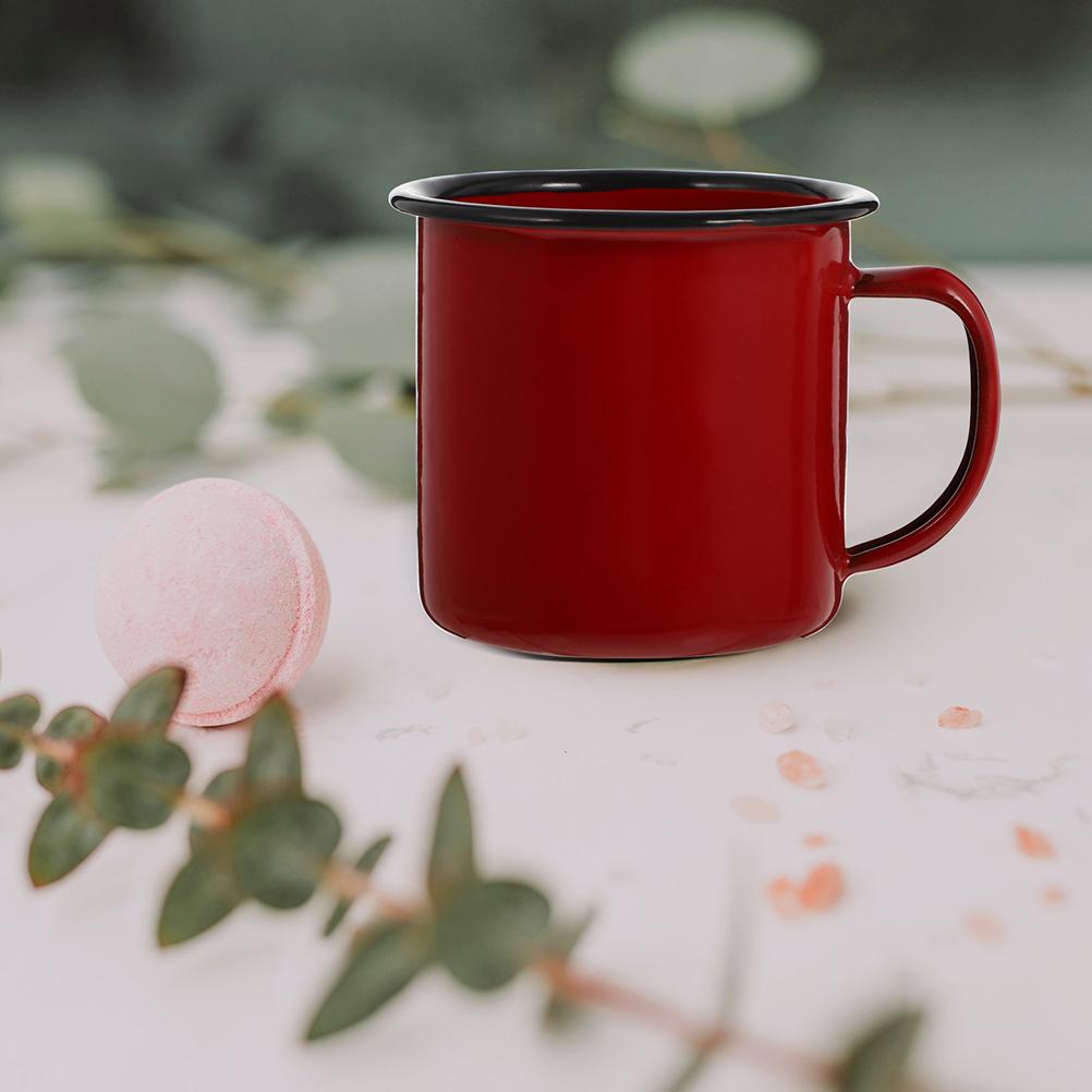 2Pcs Enamel Tea Mugs Retro Drinking Cups Heat Resistant Rustproof Mugs for Home Cafe Kitchen Storage Practical Tea Cups