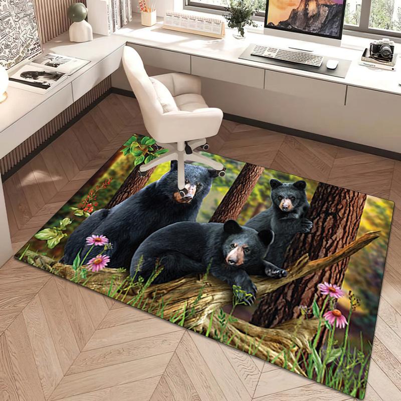 1Pc Black Bear Rug - home decoration Carpet For Living Room Bedroom Flooring Computer Chair Area Rug
