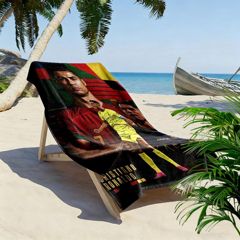 Rivalry Field: Messi vs Ronaldo beach towel Beach towel for vacation photos beach Absorbent bath towel Outdoor pool towel seaside