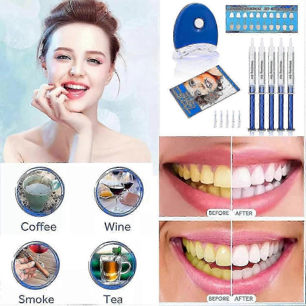 Teeth Whitening Kit 53ml Whitening Gel with Professional LED Light Reduce Sensitive Teeth Whitening Kit Remove Stains Whiten Teeth Quick Resultsing